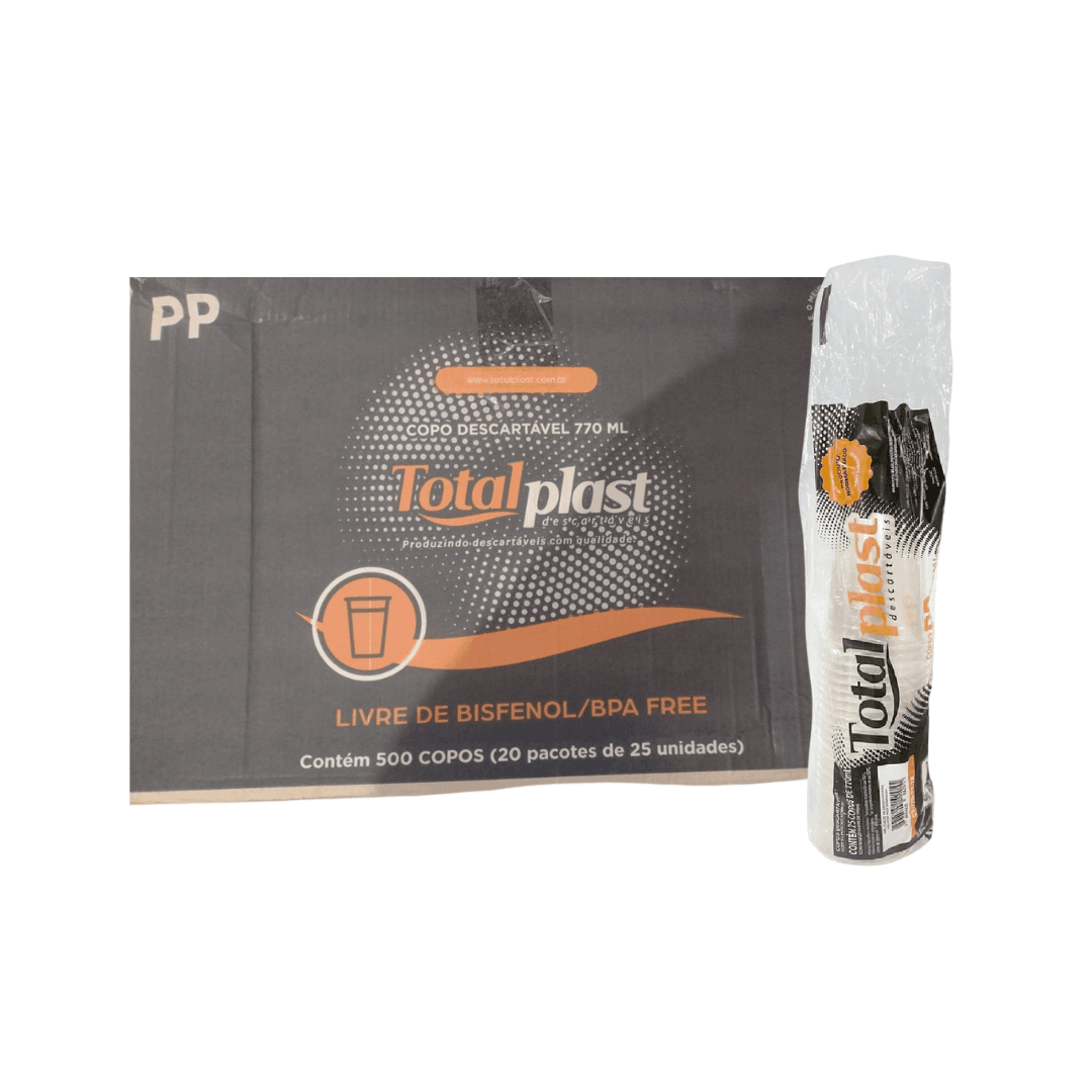 Produto Copo 770ml Totalplast Liso Transparente PP 20x25