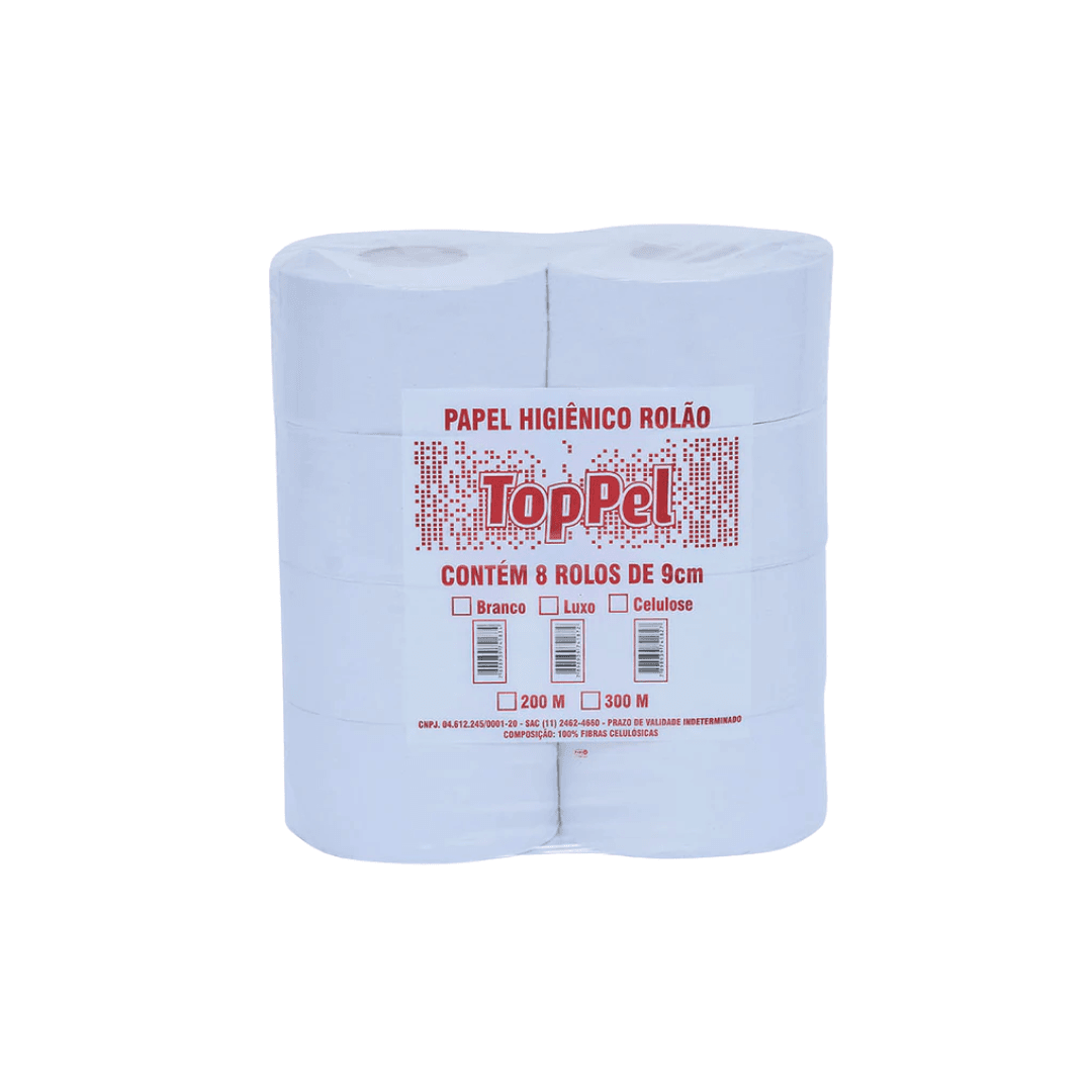 Produto Papel Higiênico Rolão Luxo folha simples Toppel 8 rolos