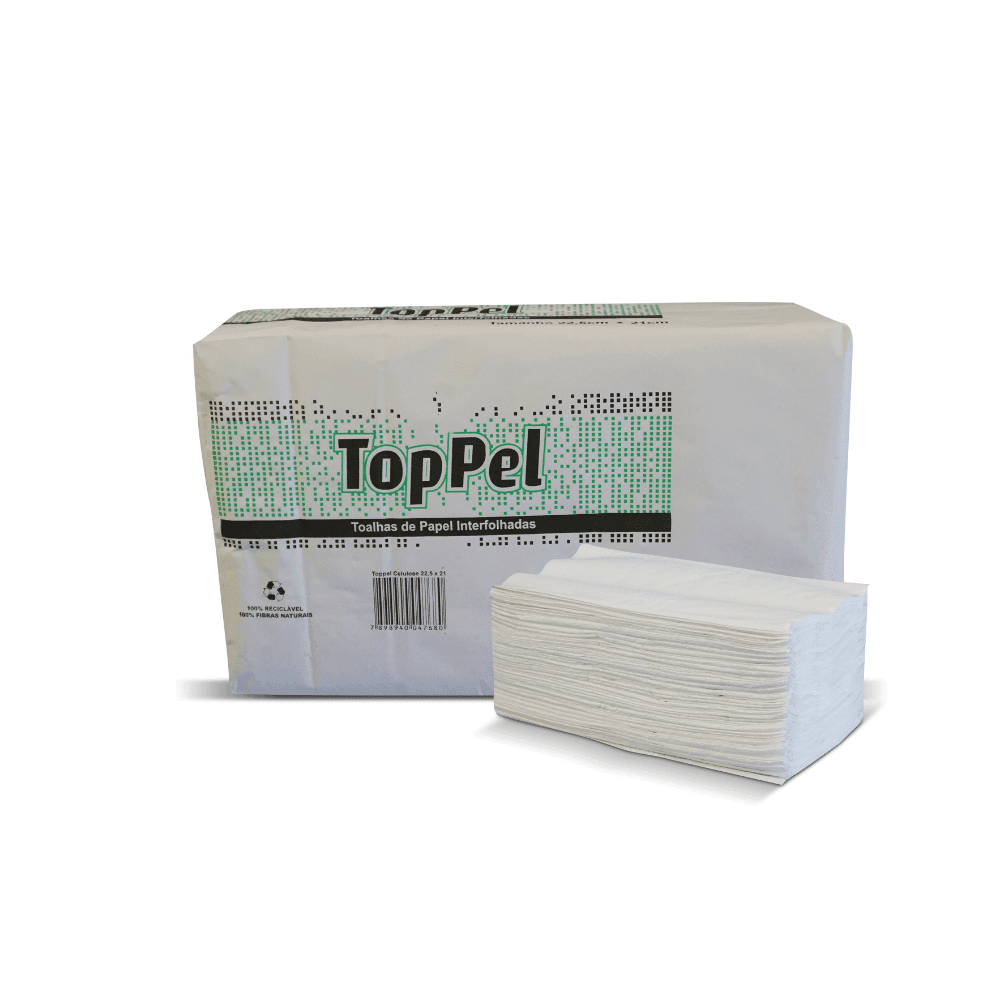 Produto Papel Interfolha Folha Simples 2 Dobras 100% Celulose Toppel 22x21cm