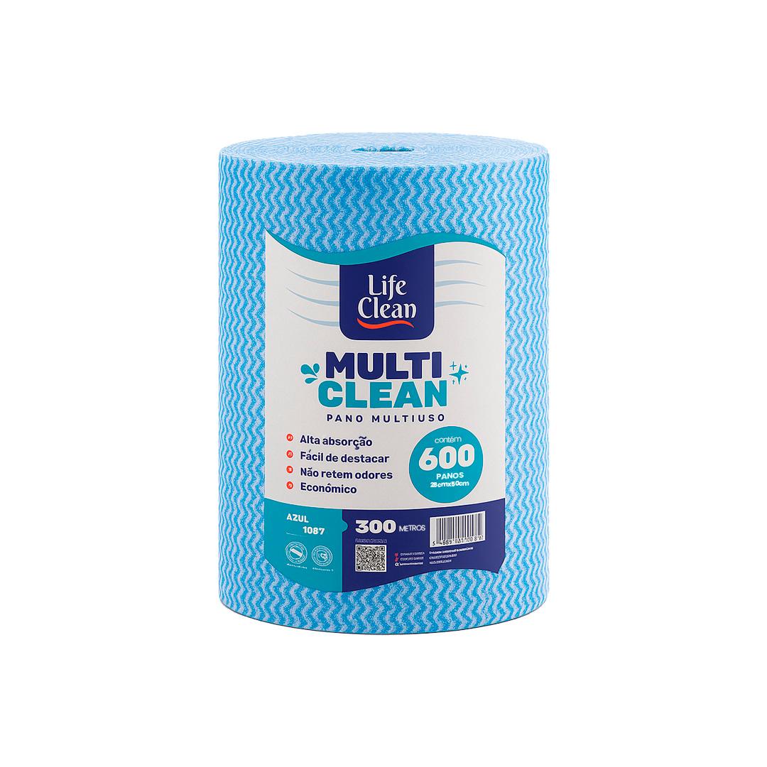 Produto Pano Multiuso 28x300 Azul Bobina Life Clean 600 unidades