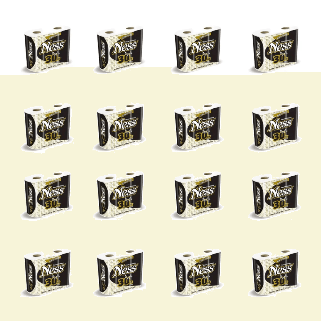 Produto Papel Higiênico Folha Dupla Ness 16 pacotes de 4 rolos com 30m