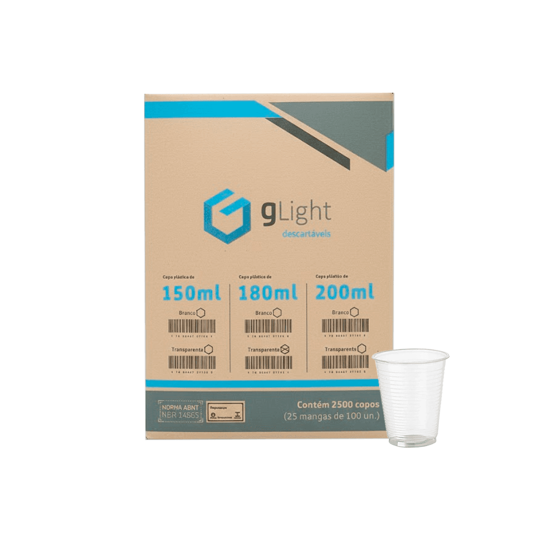 Produto Copo 180ml Glight Transparente PS 2500 Unidades